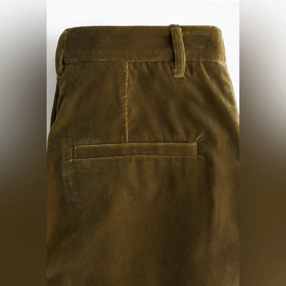 H&M Elegant Olive Green velvet Women's bootcut Pants size 10 NWT - Picture 5 of 6